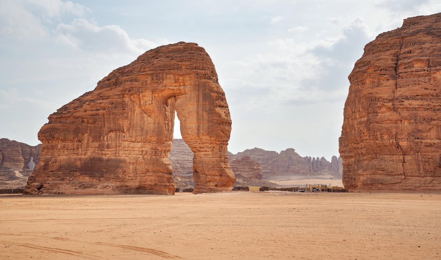 Elephant Rock sandstone formation in the AlUla desert, Saudi Arabia Tour
